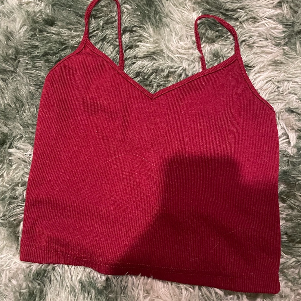 SHEIN Burgundy Ribbed Tank Top